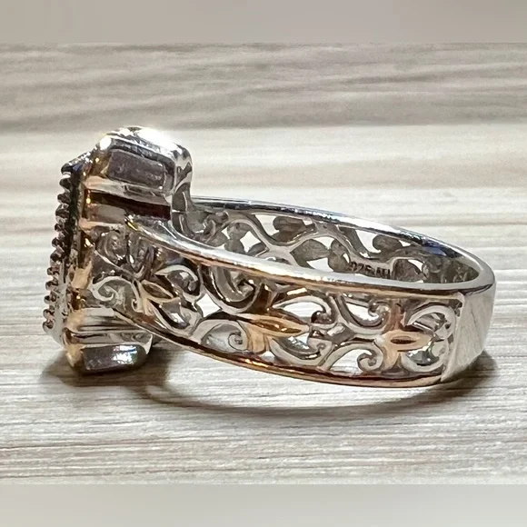 Gems En Vogue Sterling Silver 1.05ctw Pink Sapphire Cluster Ring, Size 8, 6g - Picture 3 of 10